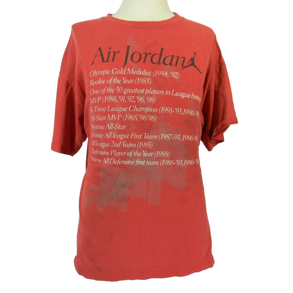 Nike T-Shirt Mens XL Red Air Jordan Graphic Short Sleeve Career Achievements